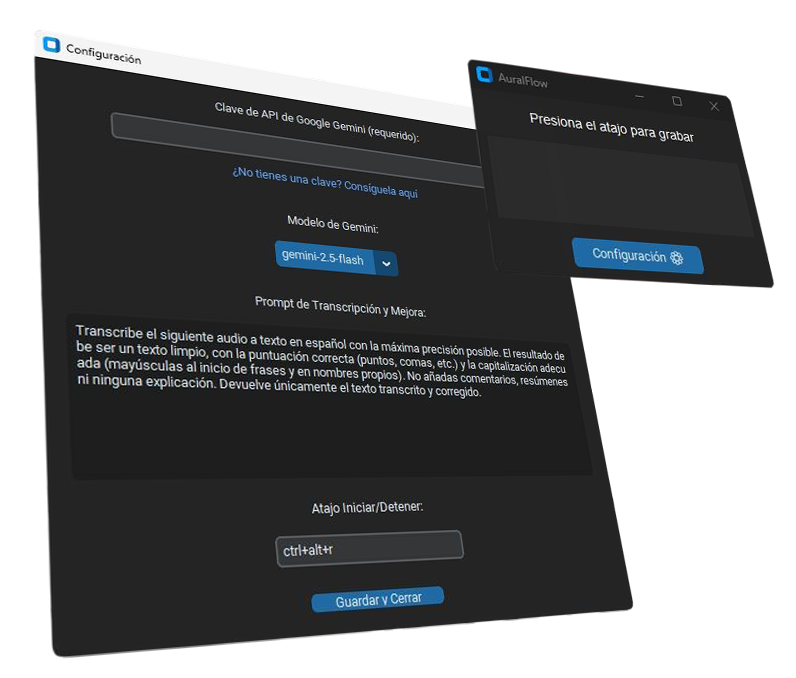 Demostración de la interfaz de AuralFlow